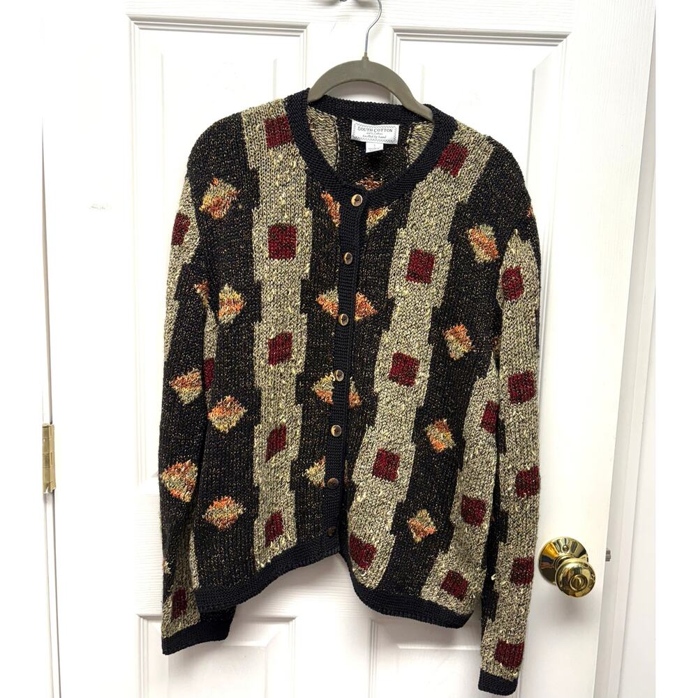 Stylish Black and Cream Cardigan Sweater